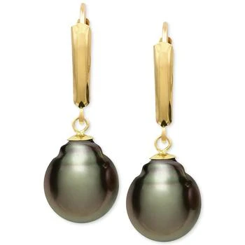 Belle de Mer | Tahitian Pearl (10mm) Leverback Earrings in 14k Gold 独家减免邮费