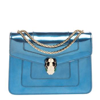 bvlgari包, [二手商品] BVLGARI | Bvlgari Metallic Blue Patent Leather Serpenti Forever Shoulder Bag商品图片 5.1折, 满1件减$100, 满减
