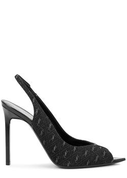 ysl高跟鞋评价, Yves Saint Laurent | Lola 105 monogrammed canvas slingback pumps商品图片 