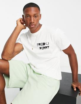 fred perry好不好, Fred Perry | Fred Perry graphic logo t-shirt in white商品图片 