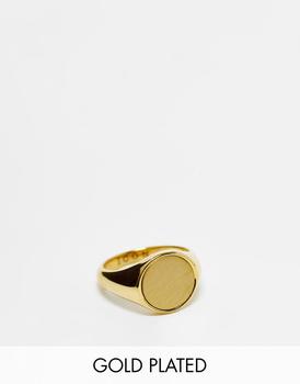 推荐Icon Brand stainless steel round signet ring plated in 14k gold商品