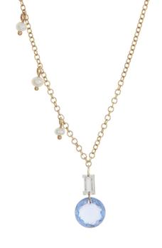 商品Meira T | 14K Gold Blue Sapphire & Diamond Pendant with Shaky Pearl Necklace,商家Nordstrom Rack,价格¥4794图片