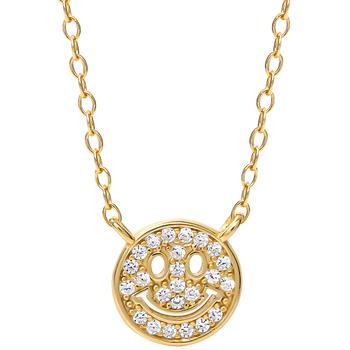 商品Cubic Zirconia Smiley 18" Pendant Necklace in 18k Gold-Plated Sterling Silver, Created for Macy's图片