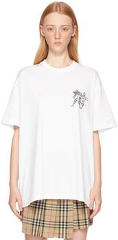 时尚burberry t恤女装, Burberry | 白色 Mythical Alphabet 系列 Small TB 有机棉 T 恤商品图片 