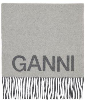 Ganni | Gray Fringe Logo Scarf商品图片,独家减免邮费