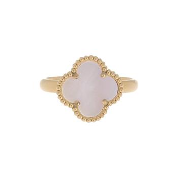 商品Adornia Quatrefoil Clover Pink Mother of Pearl Ring gold图片