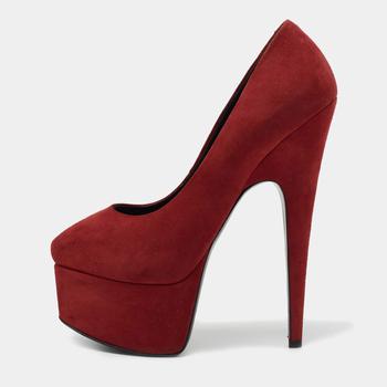 Giuseppe Zanotti | Giuseppe Zanotti Red Suede Platform Pumps Size 35商品图片,