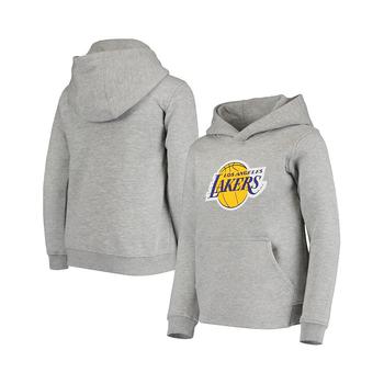 lakers评价, Outerstuff | Youth Boys Heathered Gray Los Angeles Lakers Primary Logo Fleece Pullover Hoodie商品图片 
