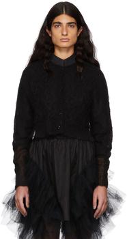 商品Simone Rocha | Black Cable Knit Cropped Cardigan,商家SSENSE,价格¥1025图片