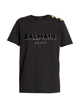 Balmain | Button & Velvet-Logo T-Shirt商品图片,满$200减$40, 满减
