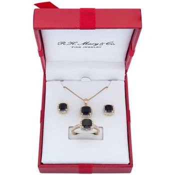 Macy's | 3-Pc. Set Onyx & Diamond Accent Pendant Necklace, Ring and Stud Earrings in 14k Gold-Plated Sterling Silver (Also Available in Sterling Silver),商家Macy's,价格¥3048