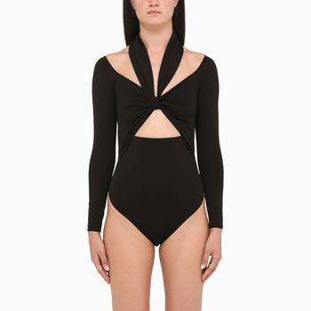 Alexander McQueen | Black cut-out bodysuit with long sleeves商品图片,