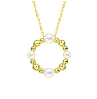 Genevive | Sterling Silver 14k Gold Plated 4-5MM freshwater Pearl Round Pendant Necklace,商家Premium Outlets,价格¥1083