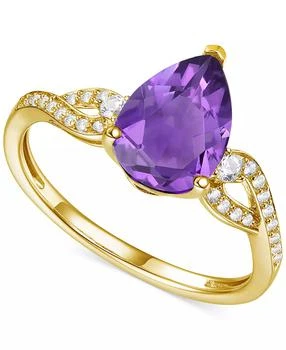 Macy's | Amethyst (1-3/4 ct. t.w.) & Lab-Grown White Sapphire (1/6 ct. t.w.) Twist Ring in 14k Gold-Plated Sterling Silver (Also in Additional Gemstones),商家Macy's,价格¥374