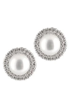 Splendid Pearls | Halo 8-9mm Freshwater Pearl Stud Earrings 独家减免邮费