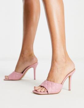 Steve Madden | Steve Madden quilted heeled mule sandals in pink商品图片,6.6折