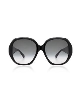 推荐Round Oversized Black Acetate Frame Women's Sunglasses w/Grey Lenses商品