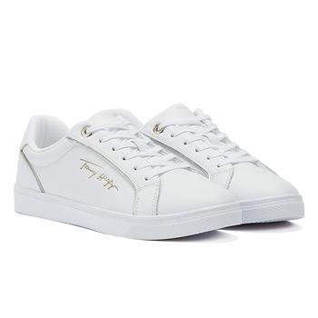 Tommy Hilfiger | Tommy Hilfiger Signature Piping Womens White/Gold Leather Trainers商品图片,6.9折, 满$175享8.9折, 满折
