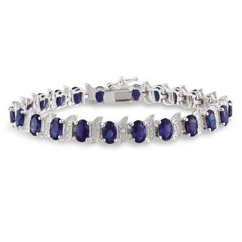 商品Amour | 13 1/5 CT TGW Created Blue Sapphire and Diamond S-link Bracelet In Sterling Silver,商家Jomashop,价格¥1012图片