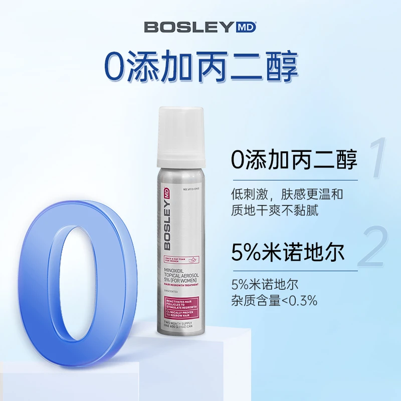 推荐BOSLEY米诺地尔酊生发液喷雾滴剂2%斑秃防脱女生增发育发液长发剂商品