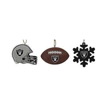 Memory Company | The Las Vegas Raiders Three-Pack Helmet, Football and Snowflake Ornament Set,商家Macy's,价格¥225
