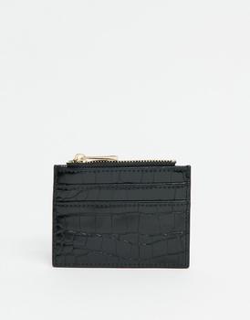 ASOS | ASOS DESIGN coin purse and cardholder in black croc商品图片,6折×额外9.5折, 额外九五折