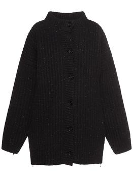 Marni | Melange Wool Blend Knit Cape Down Coat商品图片,6折