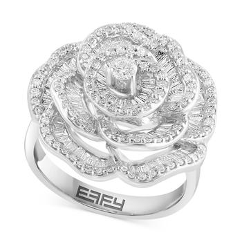 商品EFFY® Diamond Baguette & Round Rose Ring (1-1/3 ct. t.w.) in 14k White Gold图片
