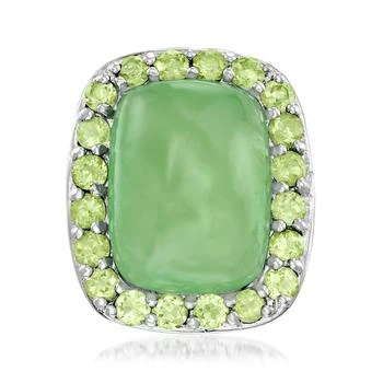 Ross-Simons | Ross-Simons Jade and Peridot Halo Ring in Sterling Silver,商家Premium Outlets,价格¥1099