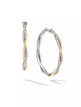 David Yurman | Infinity Hoop Earrings in Sterling Silver with 14K Yellow Gold, 42MM,商家Saks Fifth Avenue,价格¥7464