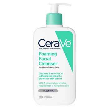 CeraVe | Foaming Face Cleanser, Fragrance-Free Face Wash with Hyaluronic Acid商品图片,满三免一, 独家减免邮费, 满免