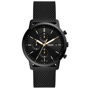 Fossil | Men's Minimalist Black Stainless Steel Mesh Watch, 42mm商品图片,