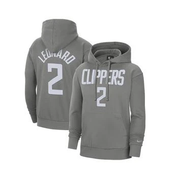 推荐Men's Kawhi Leonard Gray LA Clippers 2020/21 Earned Edition Name and Number Pullover Hoodie商品