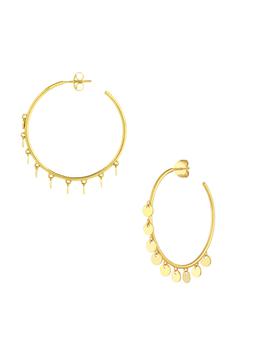 商品14K Yellow Gold Dangle Hoop Earrings图片