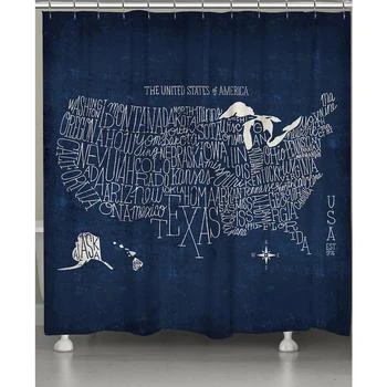 Laural Home | Hand Lettered US Map Shower Curtain,商家Macy's,价格¥898