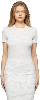 Helmut Lang | White Ribbed Cloud-Dyed T-Shirt商品图片,2.5折