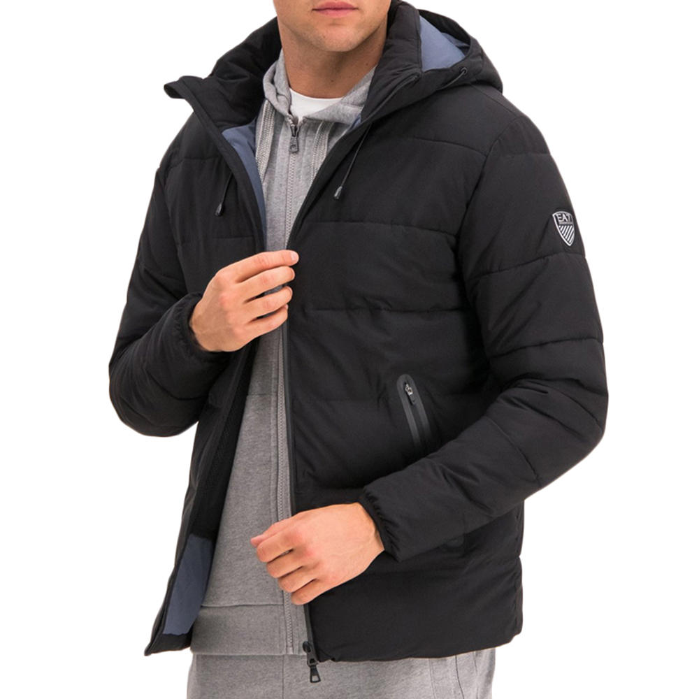 男装essentials棉服, Emporio Armani | Emporio Armani 安普里奥 阿玛尼 男士黑色锦纶氨纶混纺连帽棉服长袖拉链外套时尚夹克 6GPB23-NB7Z-1200商品图片 独家减免邮费