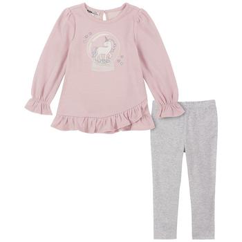 商品KIDS HEADQUARTERS | Toddler Girls Lurex Terry Unicorn Globe Tunic and Heather Leggings, 2 Piece Set,商家Macy's,价格¥338图片