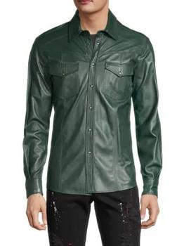 RON TOMSON, RON TOMSON | Snap Front Leather Shirt商品图片 2.9折