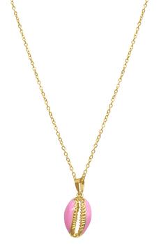推荐14K Yellow Gold Plated Pink Enamel Cowrie Shell Pendant Necklace商品