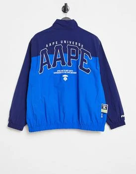 推荐Aape By A Bathing Ape street baseball jacket in blue商品