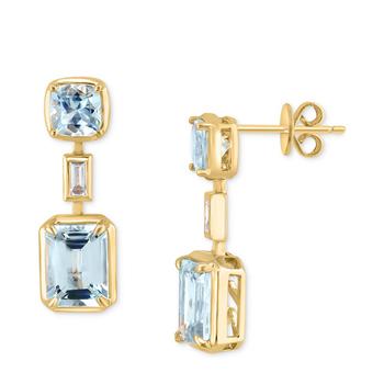商品Effy | EFFY® Aquamarine (3-7/8 ct. t.w.) & Diamond (1/10 ct. t.w.) Drop Earrings in 14k Gold,商家Macy's,价格¥12200图片