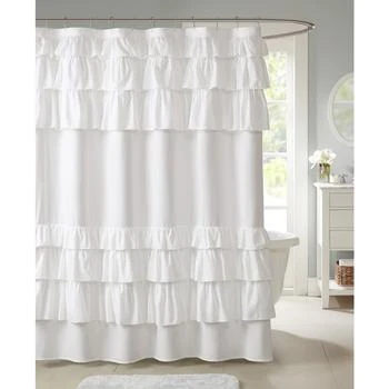 Madison Park | Grace Ruffled Shower Curtain, 72" x  72",商家Macy's,价格¥123