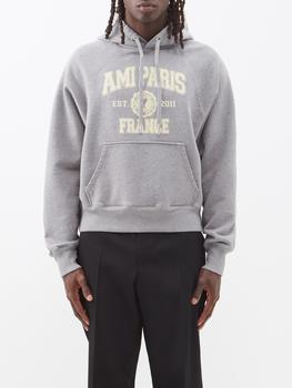ami卫衣价格, AMI | Logo-print organic-cotton hooded sweatshirt商品图片 