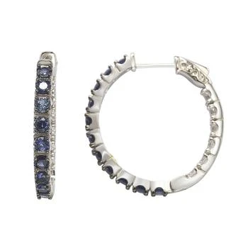 Suzy Levian | Suzy Levian Sterling Silver Blue Sapphire and Diamond Accent Hoop Earring,商家Premium Outlets,价格¥2703