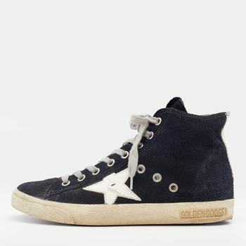 推荐Golden Goose Blue Denim Star Francy High Top Sneakers Size 36商品