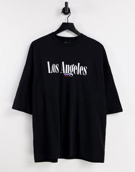 推荐ASOS DESIGN oversized t-shirt in black with Los Angeles city print商品