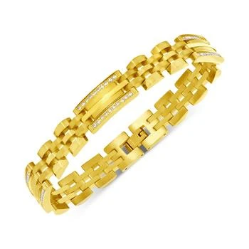 Macy's | Men's Diamond Two-Tone Link Bracelet (1/2 ct. t.w.) in Stainless Steel and Yellow Ion-Plate,商家Macy's,价格¥3859