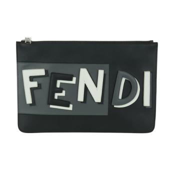 商品Fendi | Fendi 芬迪 男士黑灰色白色皮革手拿包 7N0078-A0YU-F0P7D,商家Beyond Chinalux,价格¥6137图片