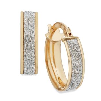商品Glitter Hoop Earrings in 14k Rose Gold, White Gold or Gold图片
